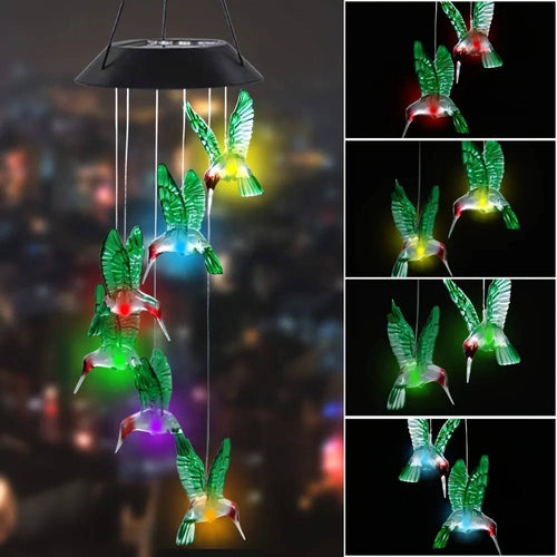 Color Changing Solar Wind Chimes with Automatic Dusk Sensor and Six LED Colors All Vera Mart