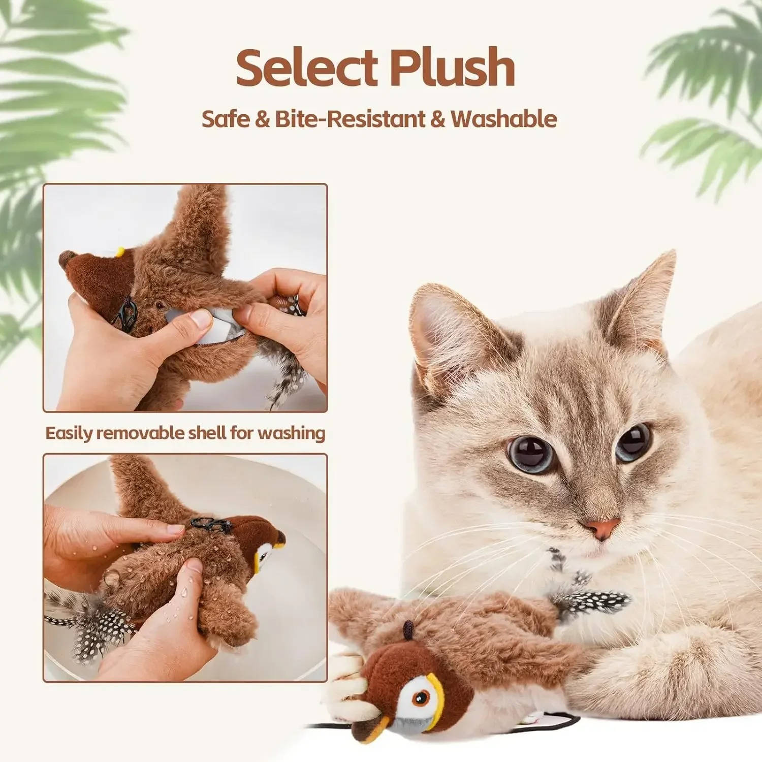 Interactive Bird Toy with Motion Sensor and Chirping Sounds for Cats All Vera Mart
