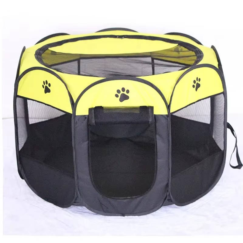 Portable Mesh Pet Tent with Eight-Sided Panels and Zippered Doors All Vera Mart