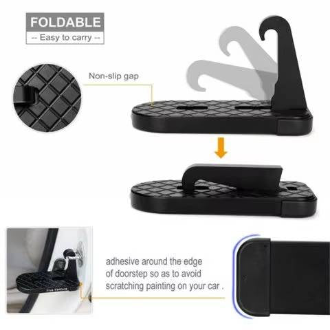 Aluminum Alloy Roof Rack Step with Rotatable Hook and Textured Grip, Window Breaker All Vera Mart