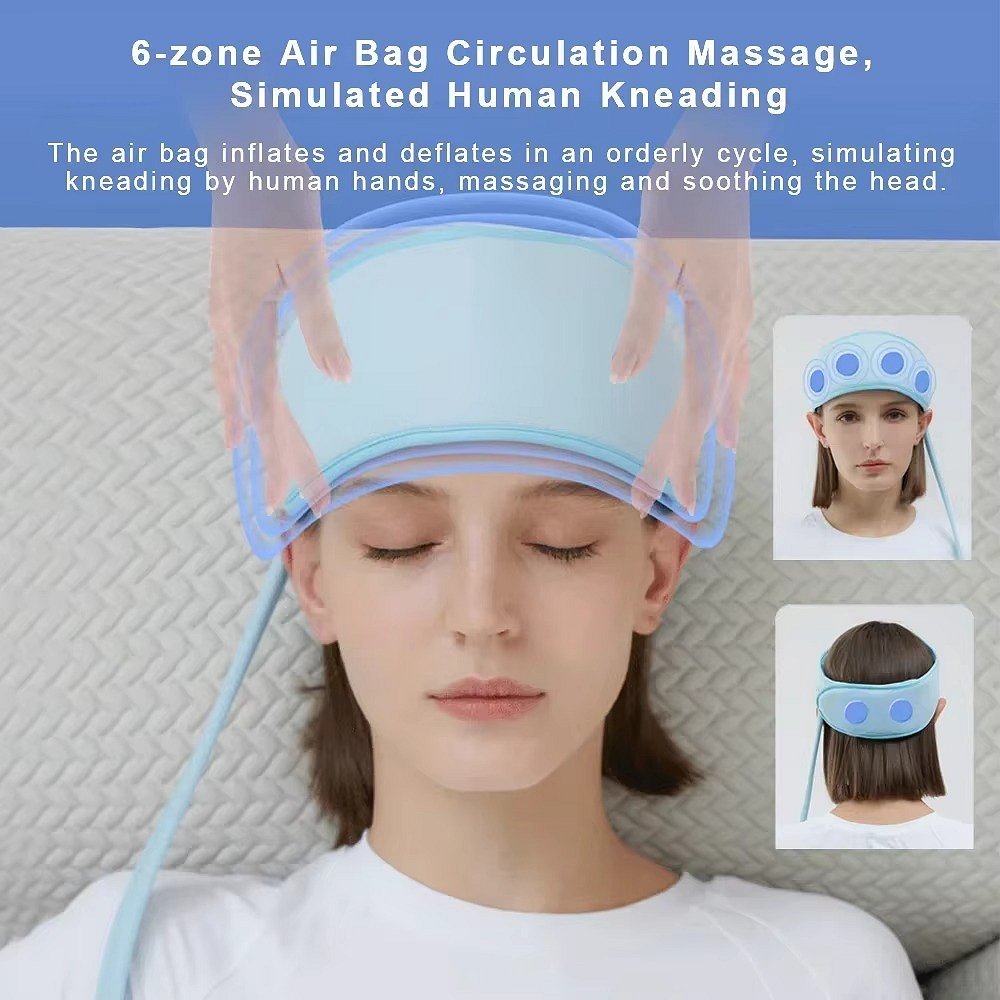 Wireless Head Massager with Six Airbags and Adjustable Heat, Three Modes All Vera Mart