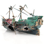 Sunken Boat Aquarium Decoration with Built-In Air Tubing and Weighted Base All Vera Mart