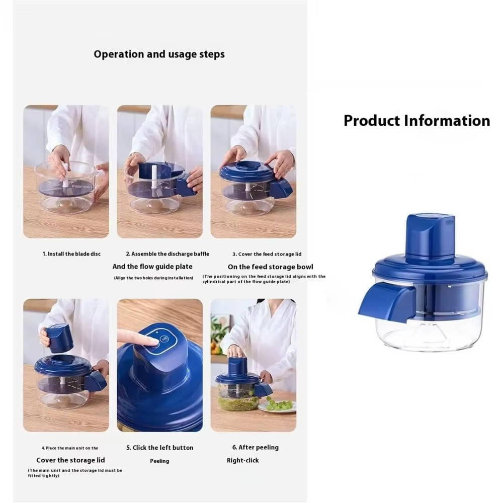 Automatic Fruit and Vegetable Peeler with Clamshell Blade System, Cordless Rechargeable All Vera Mart