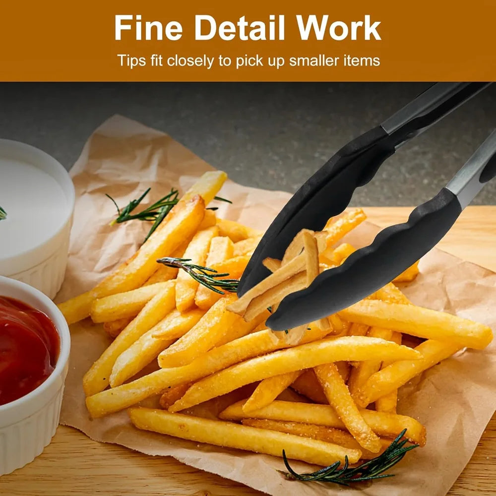 Nonstick Kitchen Tongs Set with Stainless Steel and Heat Resistance, 3-Piece All Vera Mart