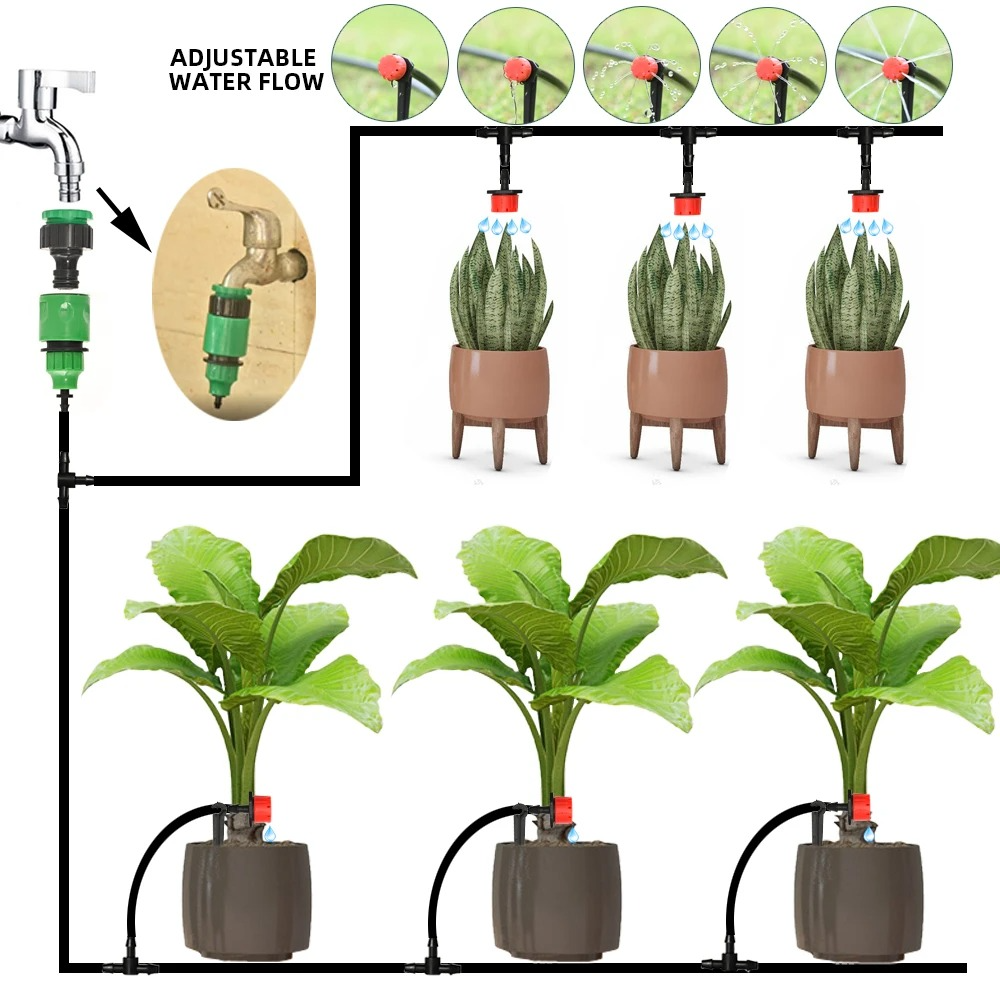 Automatic Drip Irrigation System with Adjustable Timer and Pressure Regulation All Vera Mart