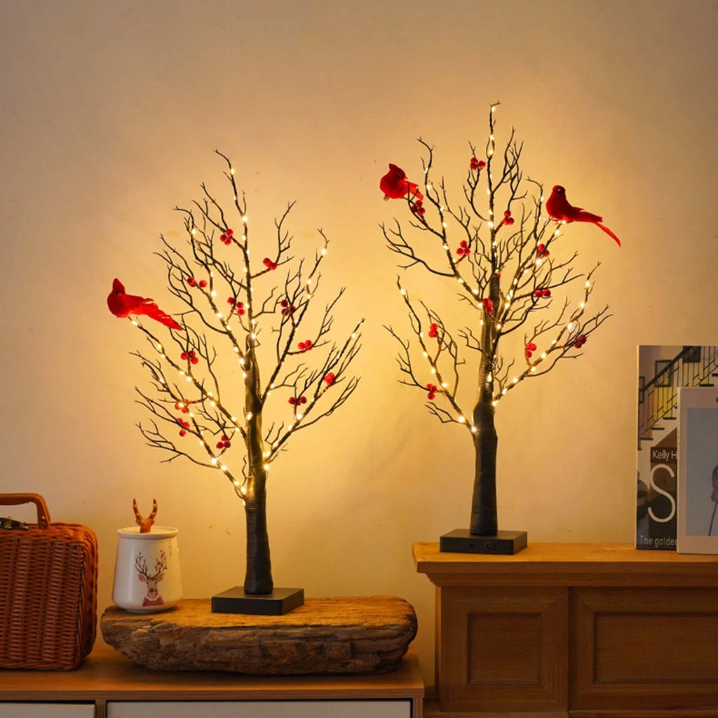 Battery Powered Decorative Tree with Copper Wire Lights and Cardinal Accents All Vera Mart