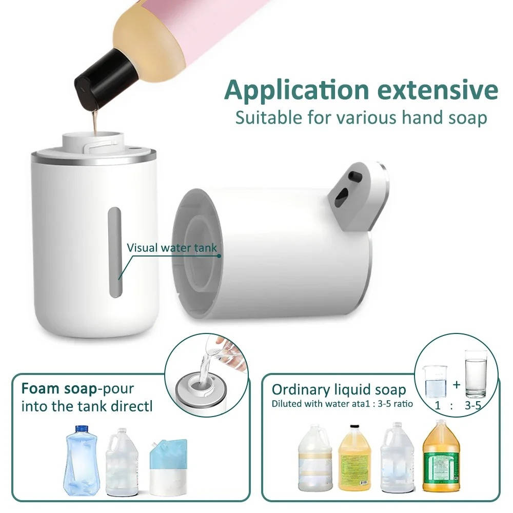 Infrared Motion Sensor Soap Dispenser with USB Rechargeable Battery and IPX5 Splash Protection All Vera Mart