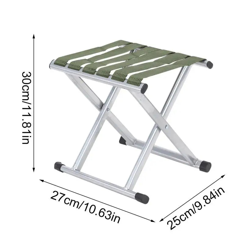 Foldable Stool with Iron Frame and Oxford Cloth Seat, 300kg Capacity All Vera Mart