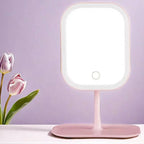 LED Makeup Mirror with 360 Rotation and Three Color Temperatures, Rechargeable All Vera Mart