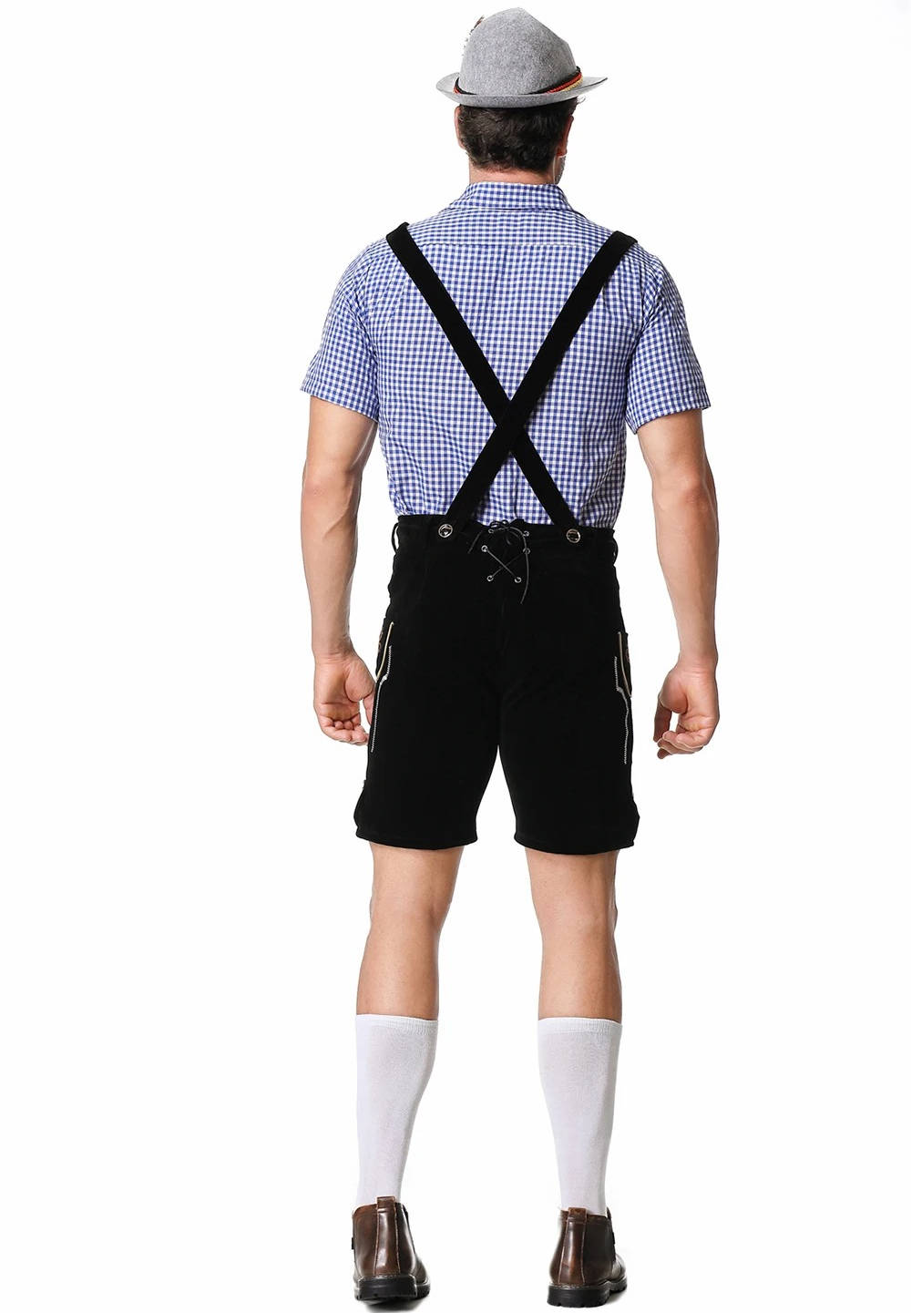 Bavarian Festival Outfit with Embroidered Shorts and Plaid Shirt, 4-Piece Set All Vera Mart
