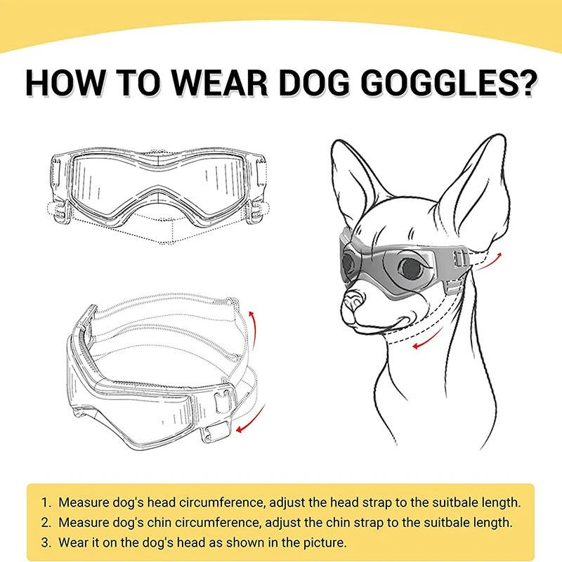 Pet Eye Protection Goggles with Wraparound Lens and Adjustable Straps for Small Dogs All Vera Mart