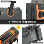 Multiband Emergency Radio with Solar Hand Crank and 5000mAh Battery Bank All Vera Mart