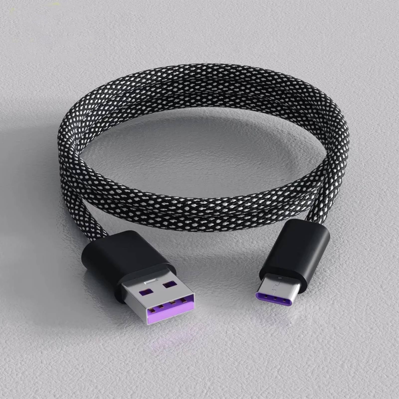 Self-Coiling Magnetic Charging Cable with Braided Fabric and Dual Tips, 3.3ft All Vera Mart