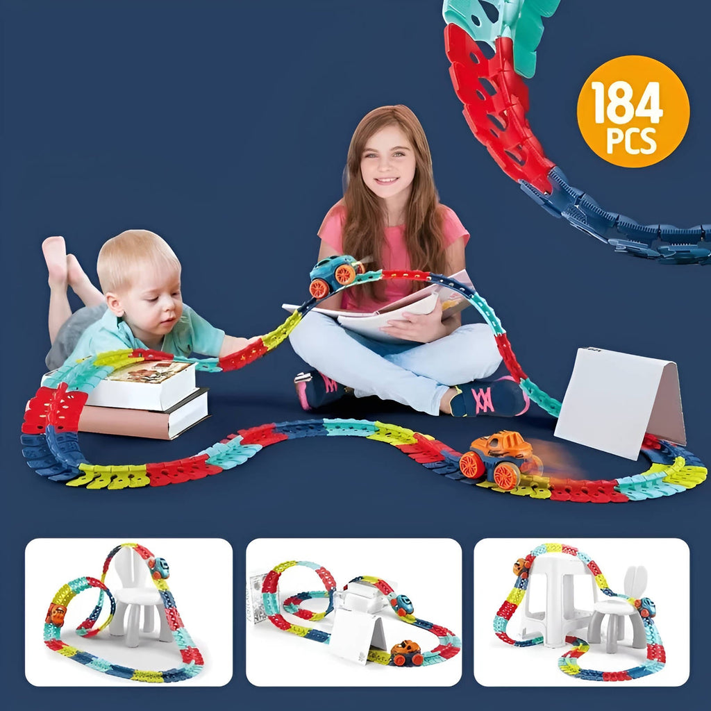 Flexible Race Track Set with LED Lights and Anti Tip Car for Kids All Vera Mart
