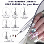 Electric Nail Drill with Variable Speed Control and Six Metal Bits, LCD Display All Vera Mart