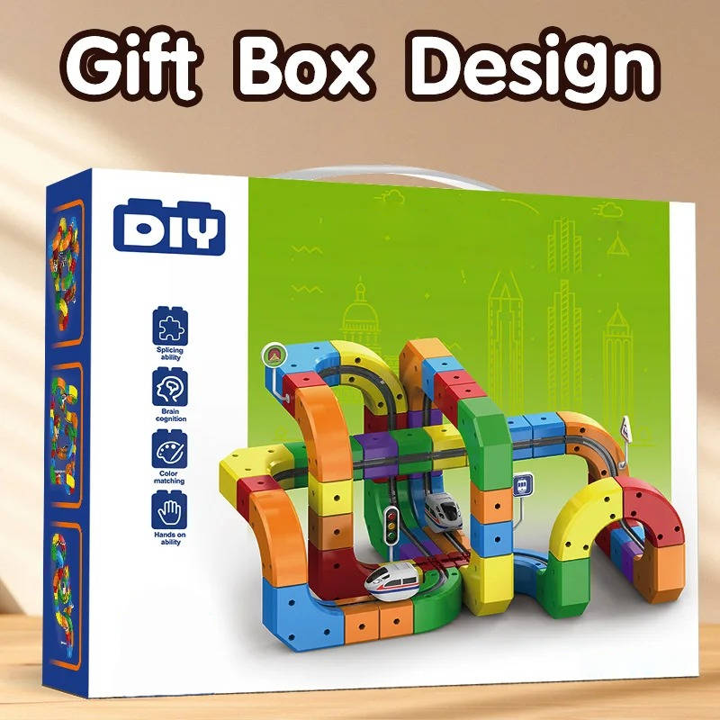 Magnetic Train Set with Flexible Track Sections and Rechargeable Motor All Vera Mart