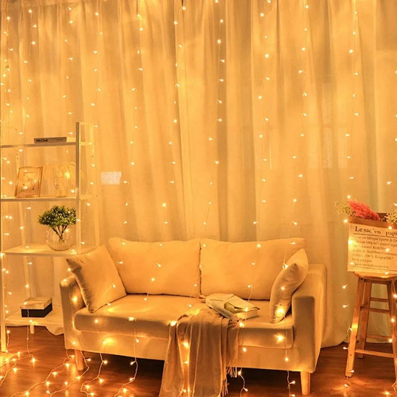 String LED Curtain Lights with Remote Control and 8 Display Modes All Vera Mart