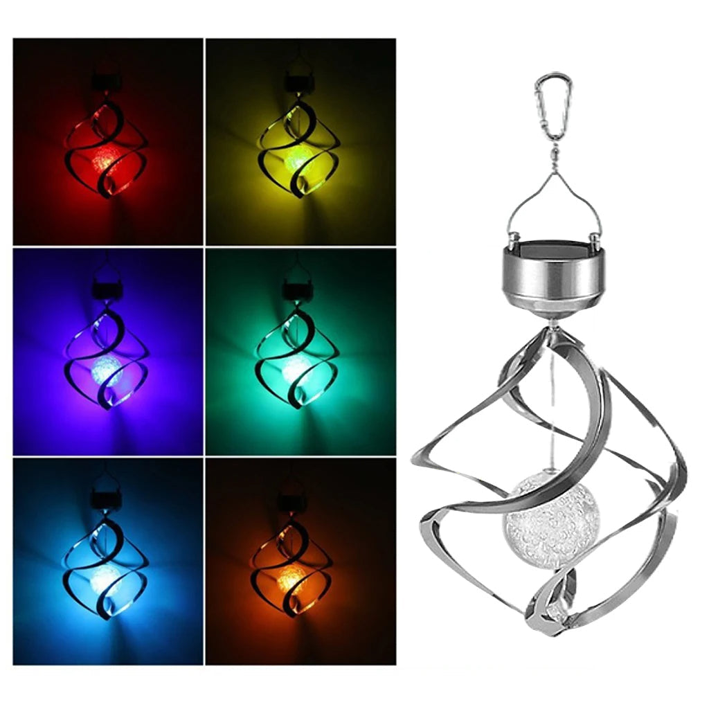 Solar Wind Chime with Color Changing LED and Rotating Spinner All Vera Mart
