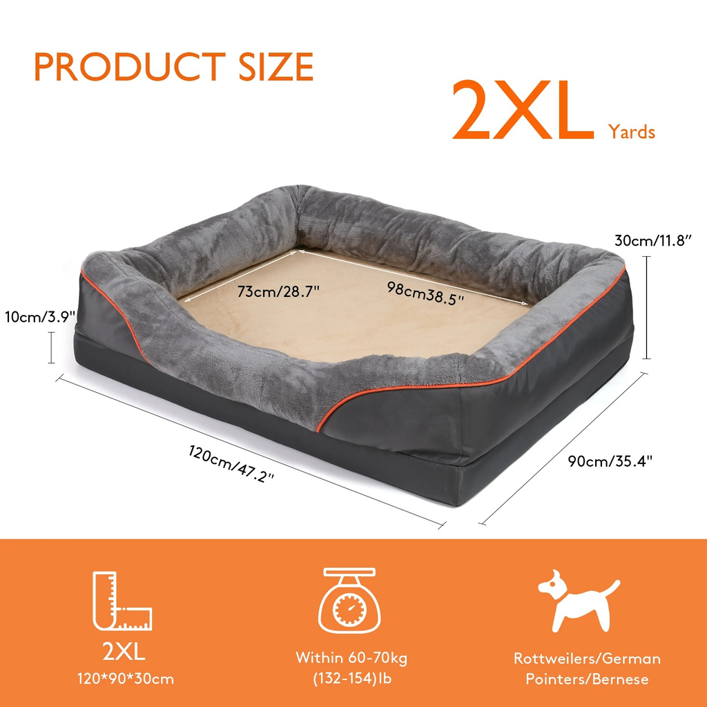 Dog Bed with Orthopedic Foam and Raised Cushioned Walls, Machine Washable All Vera Mart