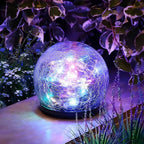Solar Globe Lights with Cracked Glass and Dusk to Dawn Sensor, 2 Pack All Vera Mart
