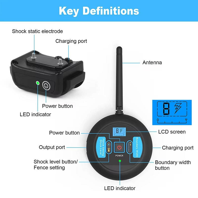 Wireless Dog Containment System with Remote Control and Adjustable Boundaries, 656ft Range All Vera Mart
