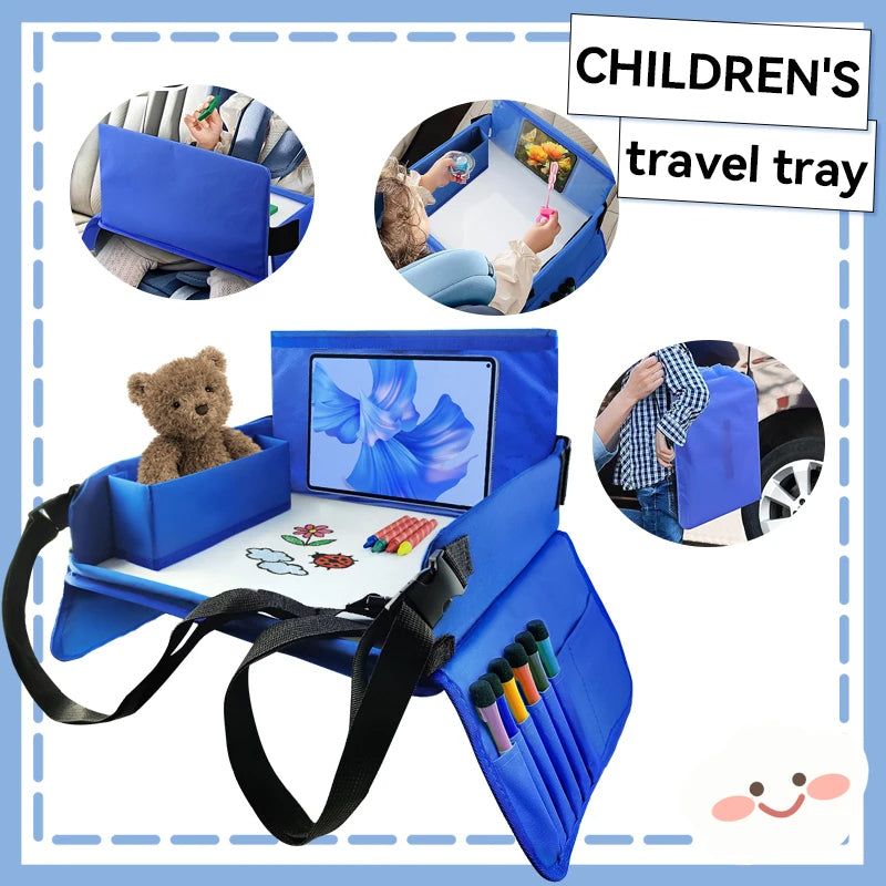 Car Seat Activity Tray with Storage Pockets and Soft Foam Edges All Vera Mart