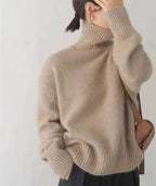 Turtleneck Sweater with Stretch Knit and Full Length Sleeves, Loose Fit All Vera Mart