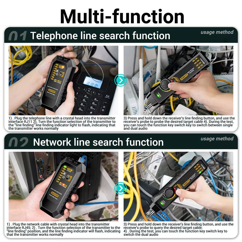 Network Cable Tester with Transmitter Receiver and LED Flashlight All Vera Mart