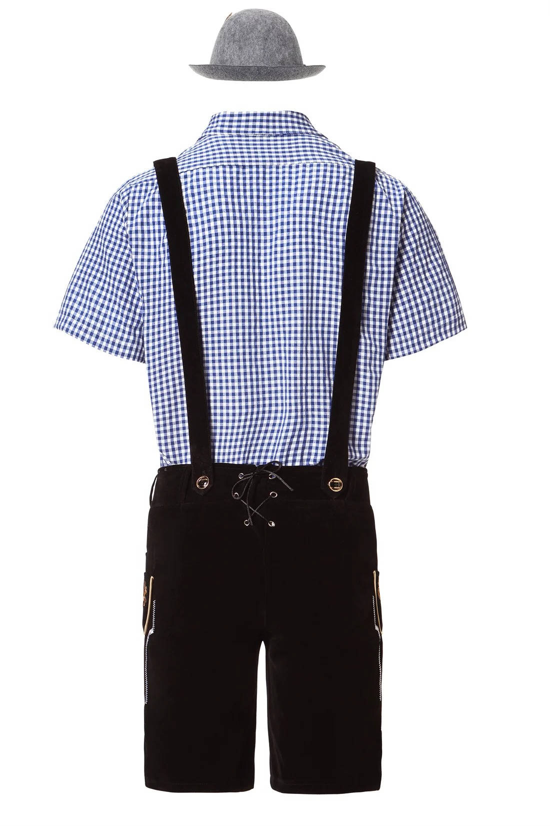 Bavarian Festival Outfit with Embroidered Shorts and Plaid Shirt, 4-Piece Set All Vera Mart