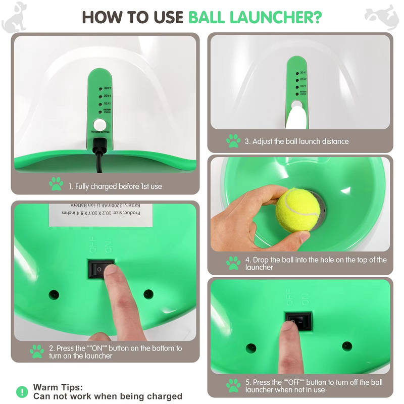 Dog Ball Launcher with Motion Detection and Adjustable Throw Distance, LED Battery Indicator All Vera Mart