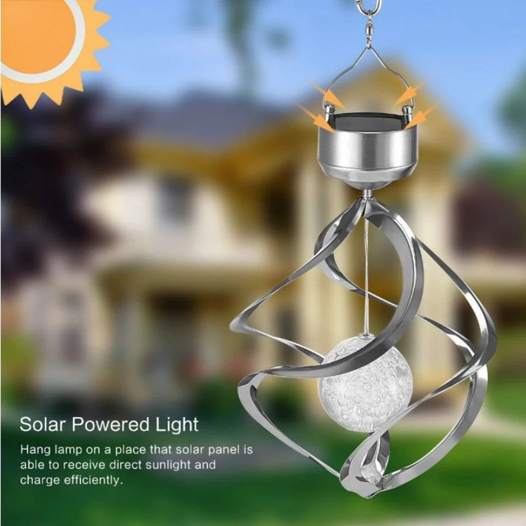 Solar Wind Chime with Color Changing LED and Rotating Spinner All Vera Mart