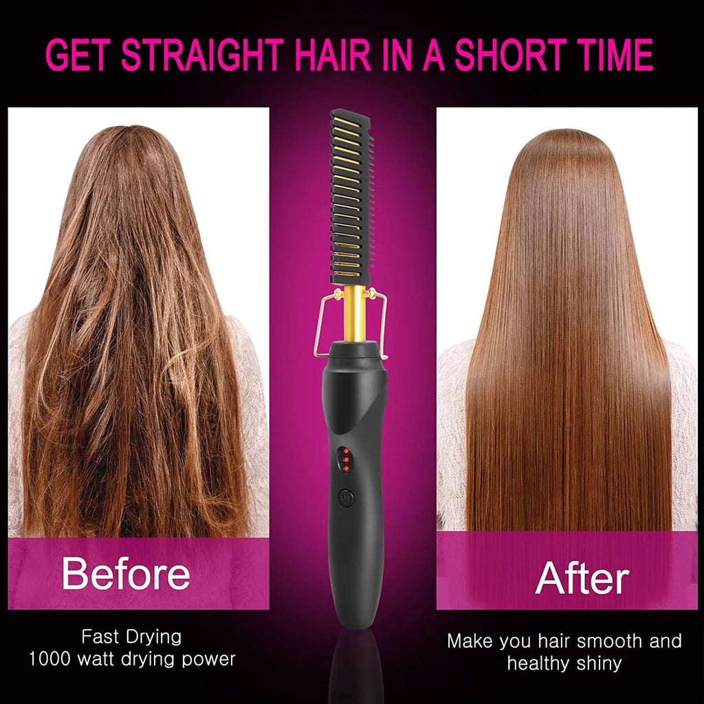 Titanium Alloy Hot Comb with Ceramic Heat and Adjustable Temperature, 60 Second Heat Up All Vera Mart