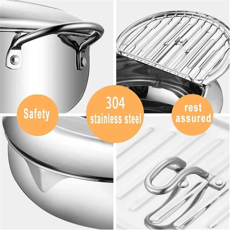 Deep Frying Pot with Built-In Thermometer and Splash Guard Lid All Vera Mart