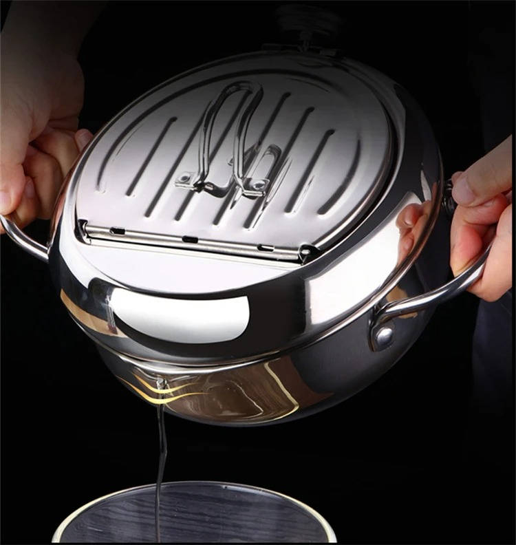Deep Frying Pot with Built-In Thermometer and Splash Guard Lid All Vera Mart