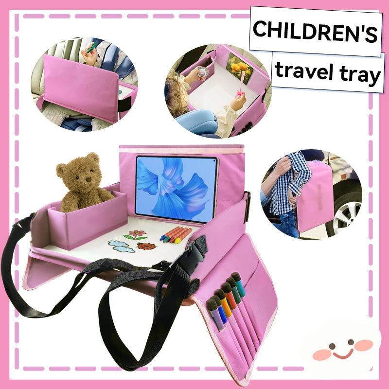 Car Seat Activity Tray with Storage Pockets and Soft Foam Edges All Vera Mart