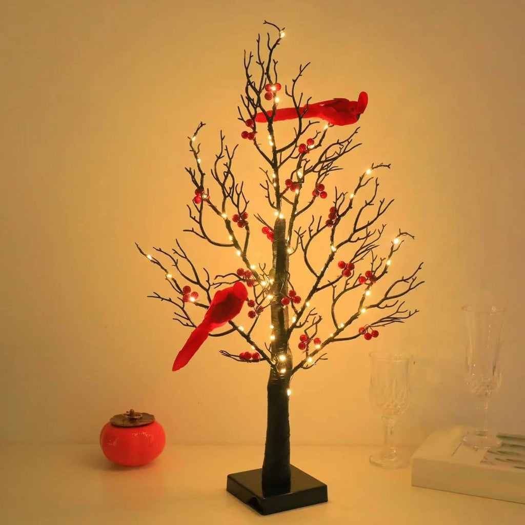 Battery Powered Decorative Tree with Copper Wire Lights and Cardinal Accents All Vera Mart