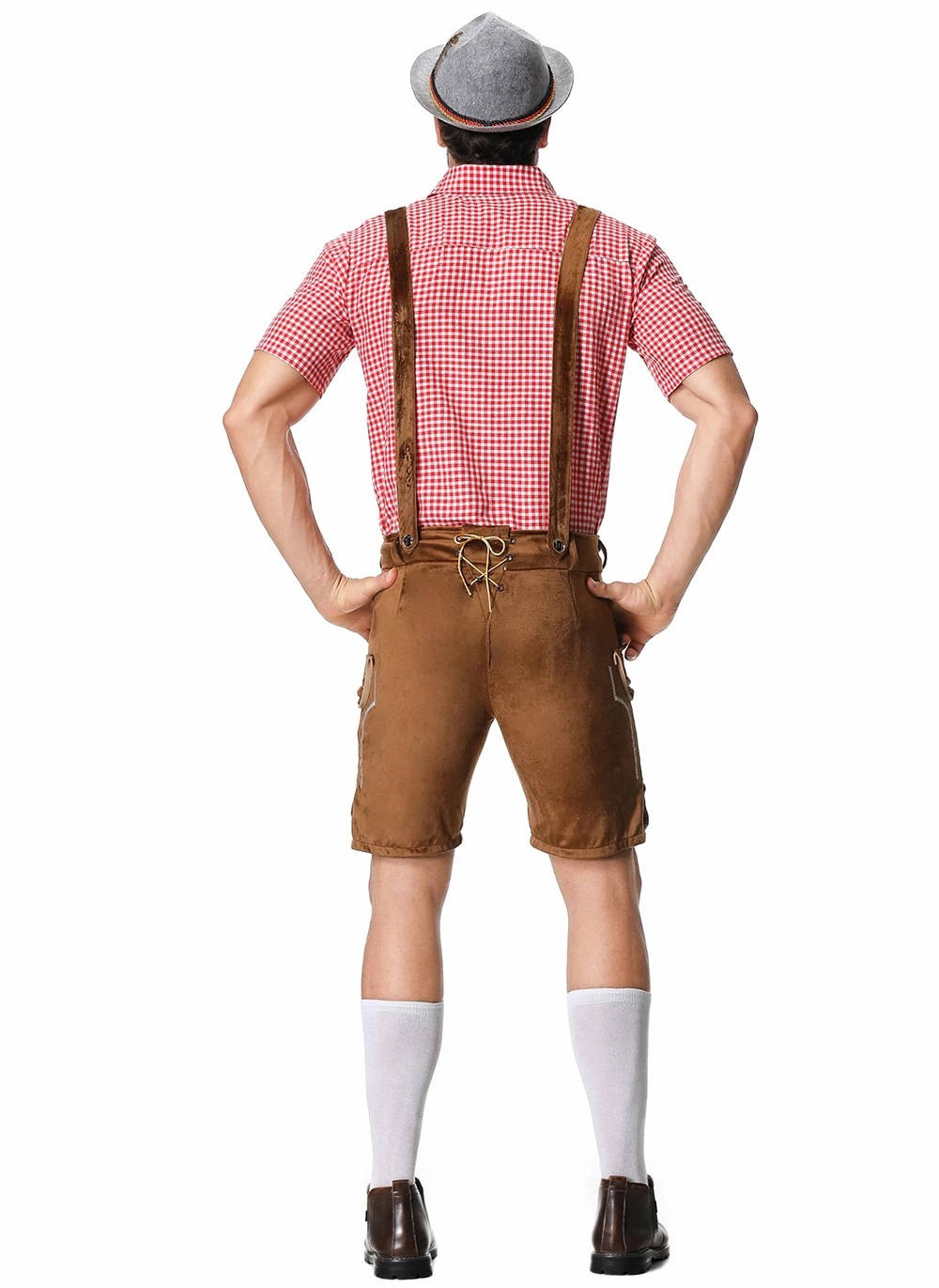 Bavarian Festival Outfit with Embroidered Shorts and Plaid Shirt, 4-Piece Set All Vera Mart