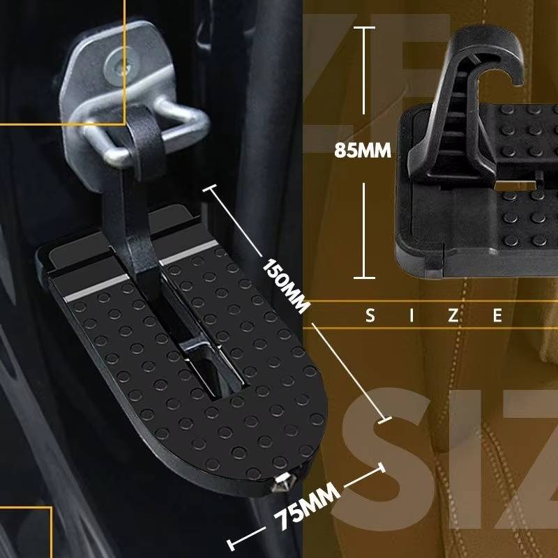 Aluminum Alloy Roof Rack Step with Rotatable Hook and Textured Grip, Window Breaker All Vera Mart