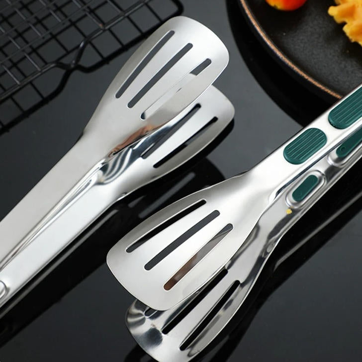 Stainless Steel Kitchen Tongs with Scalloped Grip Tips and Spring Loaded Mechanism All Vera Mart
