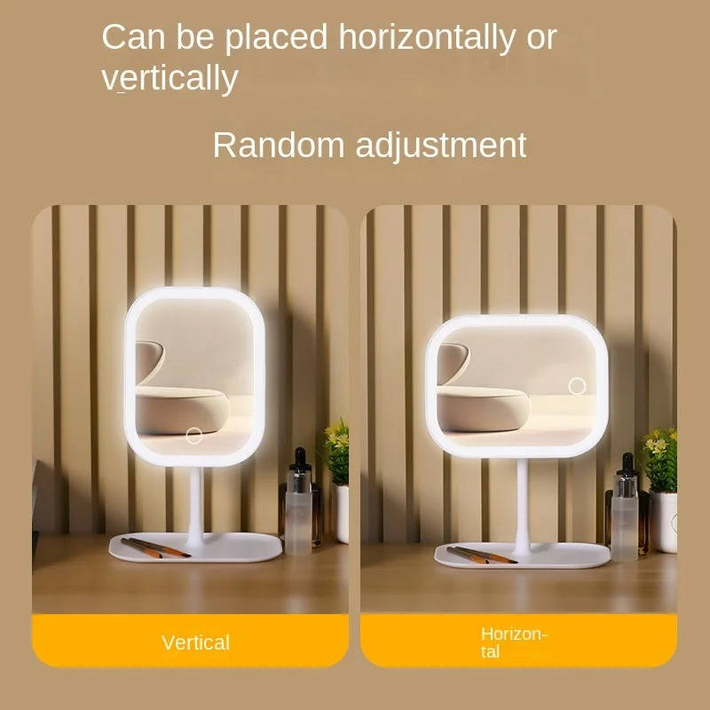 LED Makeup Mirror with 360 Rotation and Three Color Temperatures, Rechargeable All Vera Mart