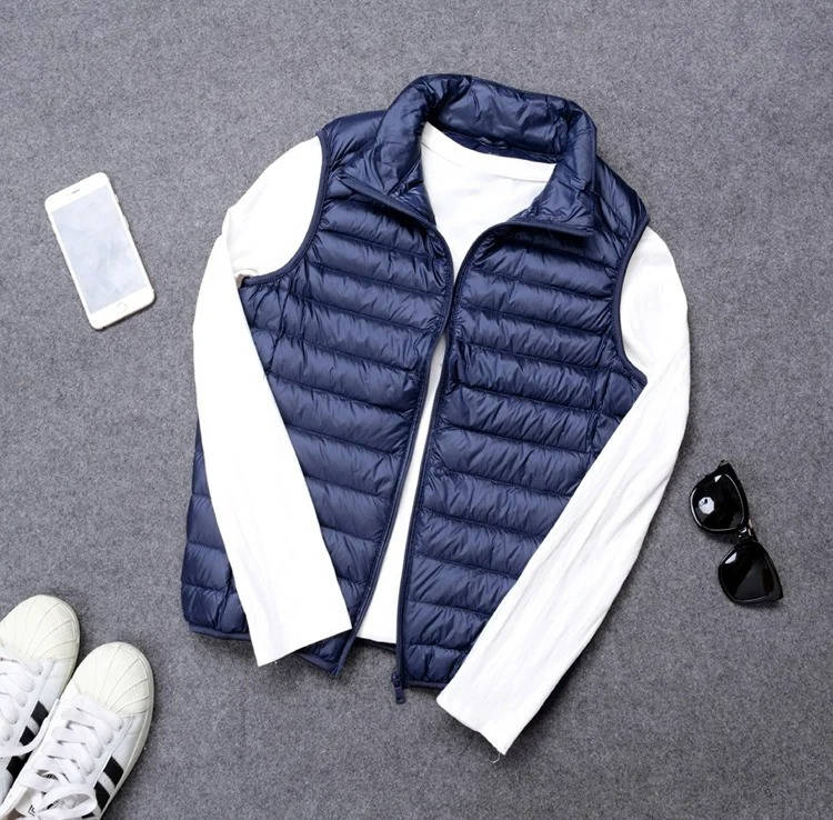 Packable Down Vest with Stand Up Collar and Water Resistant Shell All Vera Mart