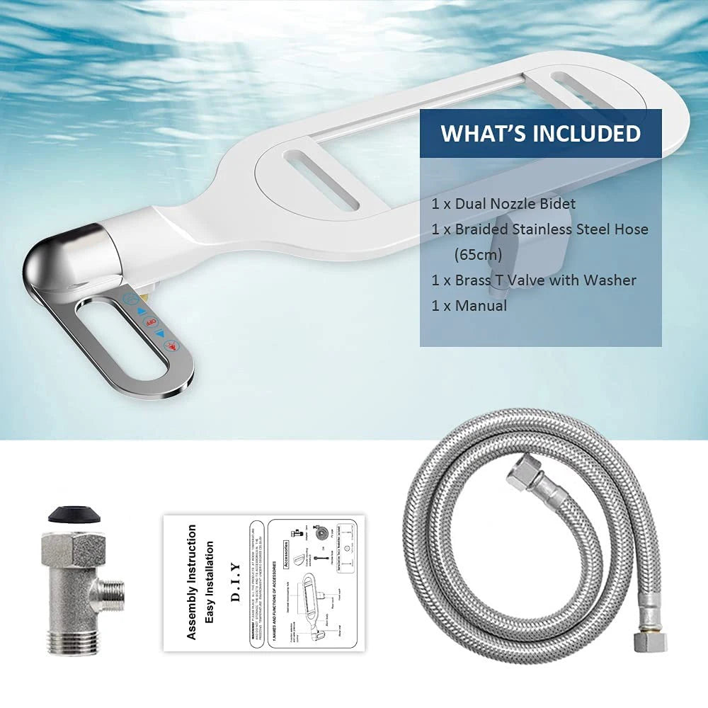 Bidet Attachment with Dual Retractable Nozzles and Adjustable Water Flow All Vera Mart