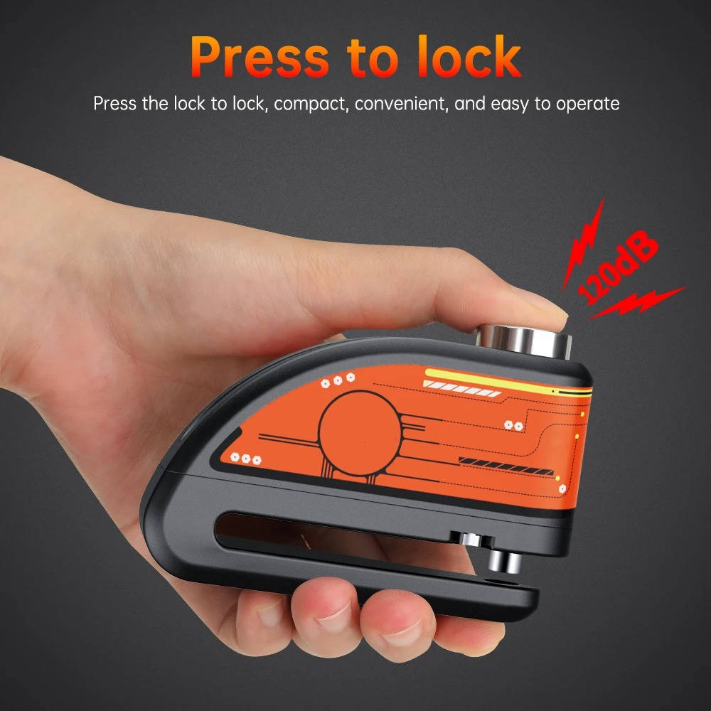 Brake Disc Lock with 120dB Motion Alarm and Reminder Cable All Vera Mart