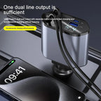 Multi-Port Car Charger with Retractable Cables and Voltage Display, 120W All Vera Mart