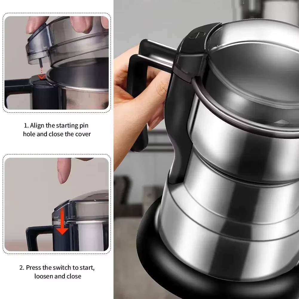 Electric Coffee Grinder with 400W Motor and Stainless Steel Chamber All Vera Mart