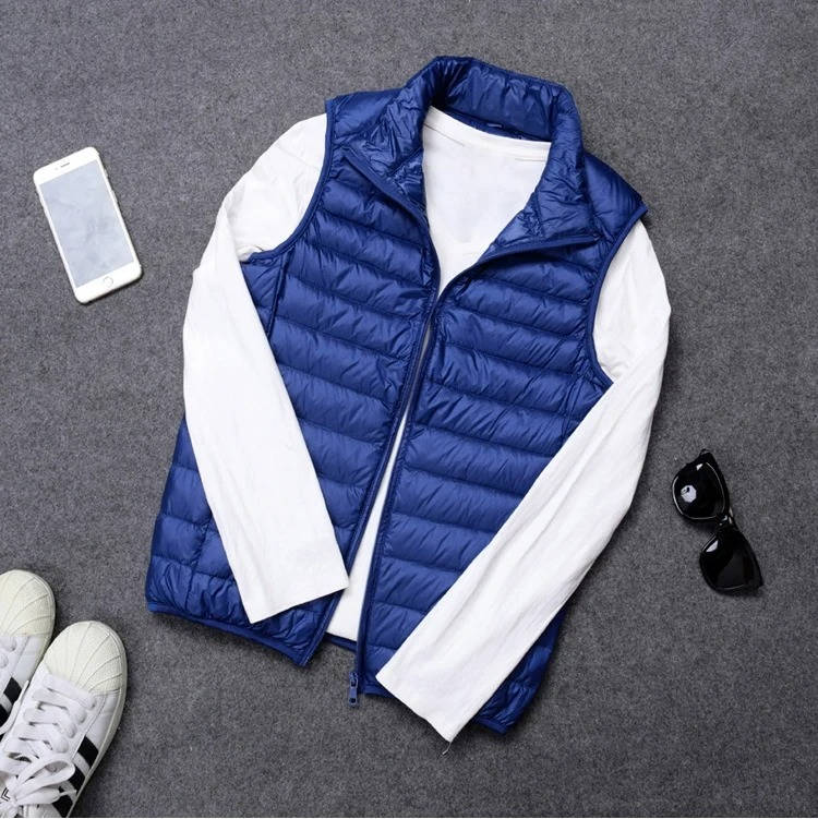 Packable Down Vest with Stand Up Collar and Water Resistant Shell All Vera Mart