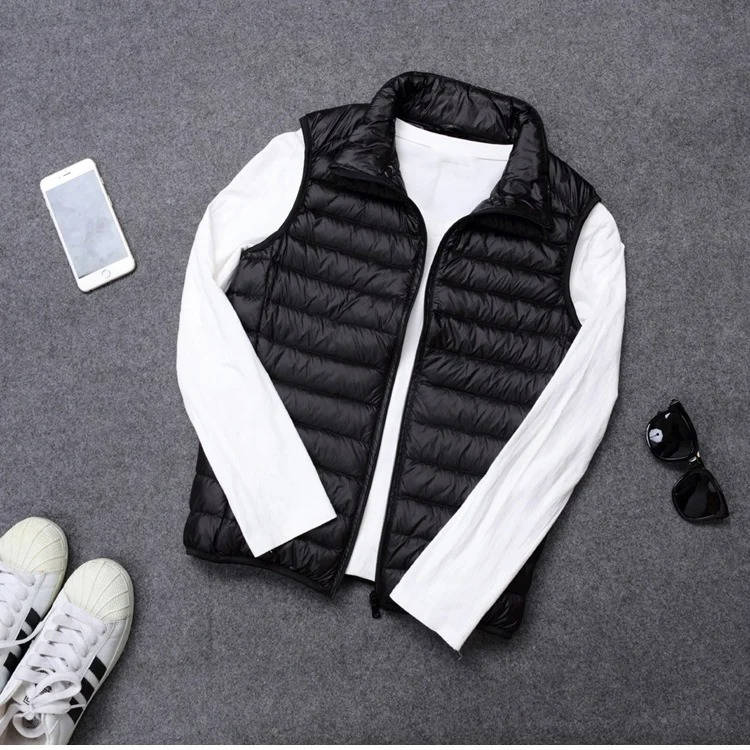 Packable Down Vest with Stand Up Collar and Water Resistant Shell All Vera Mart