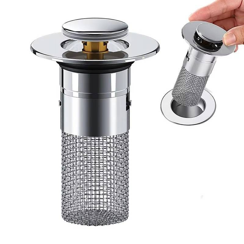 Sink Drain Stopper with Stainless Steel Mesh and Silicone Seal, Odor Blocking All Vera Mart