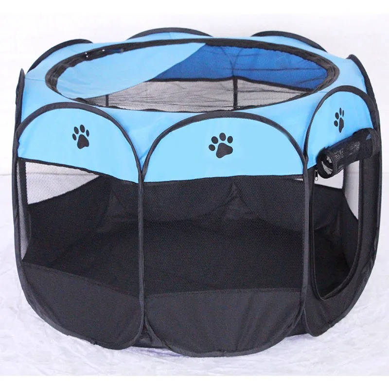Portable Mesh Pet Tent with Eight-Sided Panels and Zippered Doors All Vera Mart