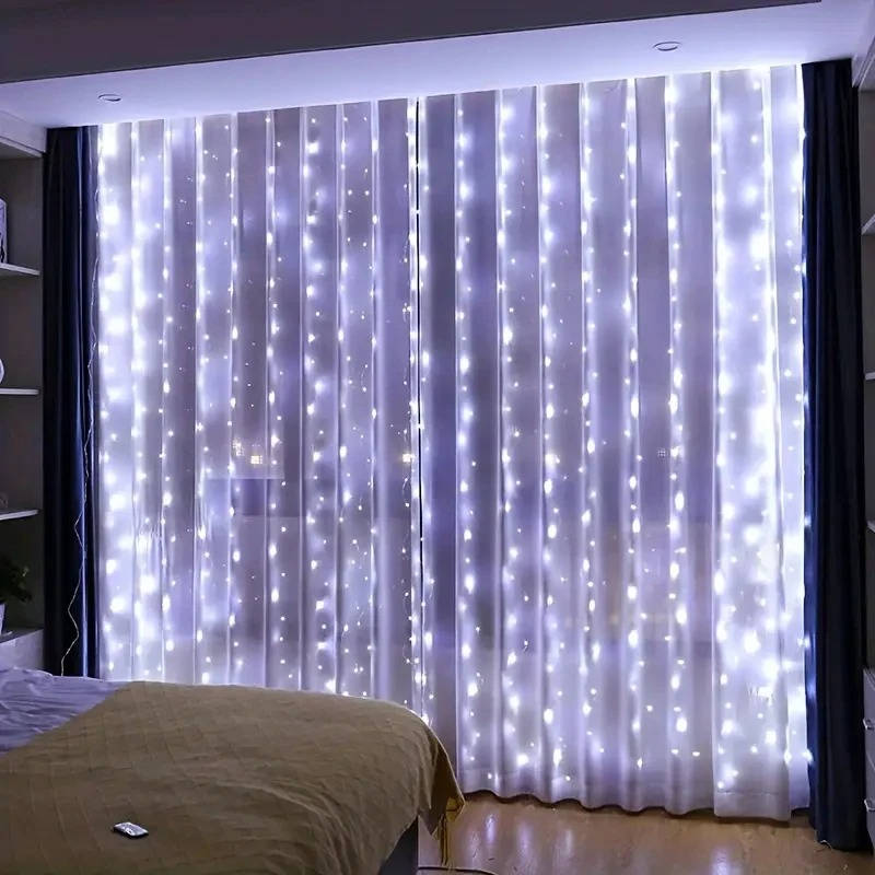 String LED Curtain Lights with Remote Control and 8 Display Modes All Vera Mart